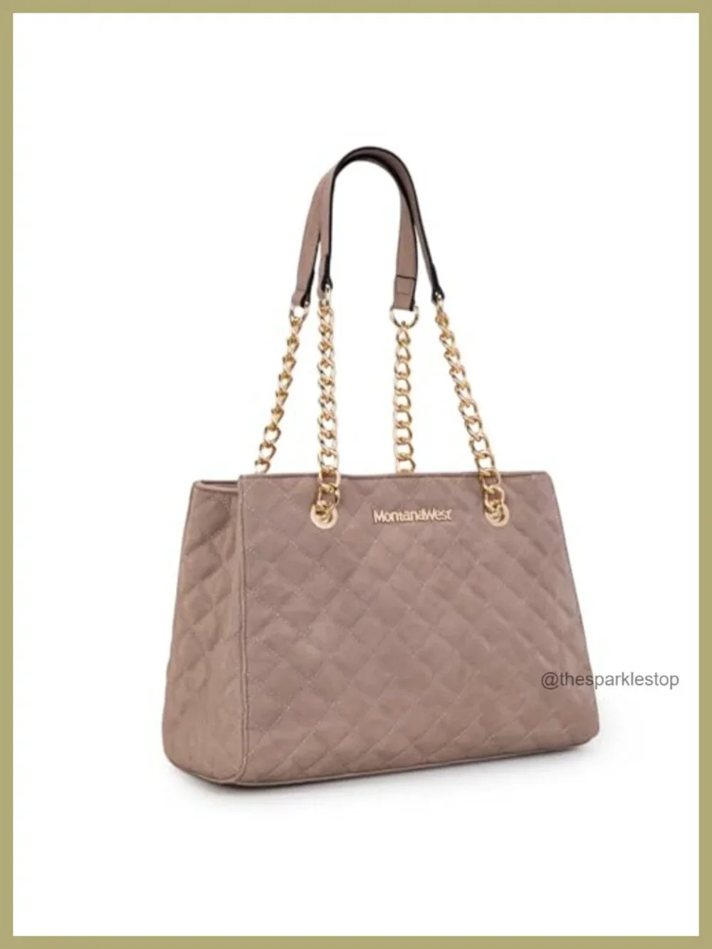 Medium Tote Bag Quilted Chain Shoulder Purse Gold Hardware Laptop 13